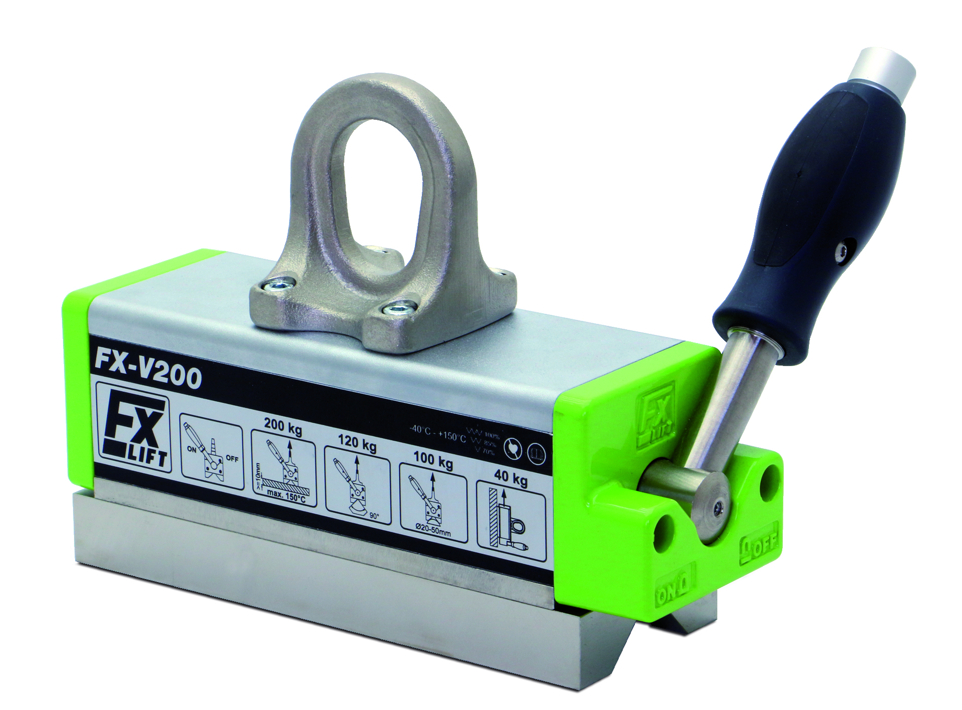 FX-V200 - MAGNETE PRISMA 90° - ALTE TEMPERATURE - 200 KG